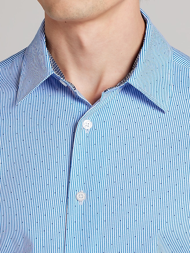 Joseph Abboud Men's Modern Fit Comfort Stretch Hybrid Button Up Shirt , Black/White