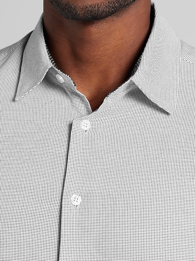 Joseph Abboud Men's Modern Fit Comfort Stretch Hybrid Button Up Shirt , Black/White