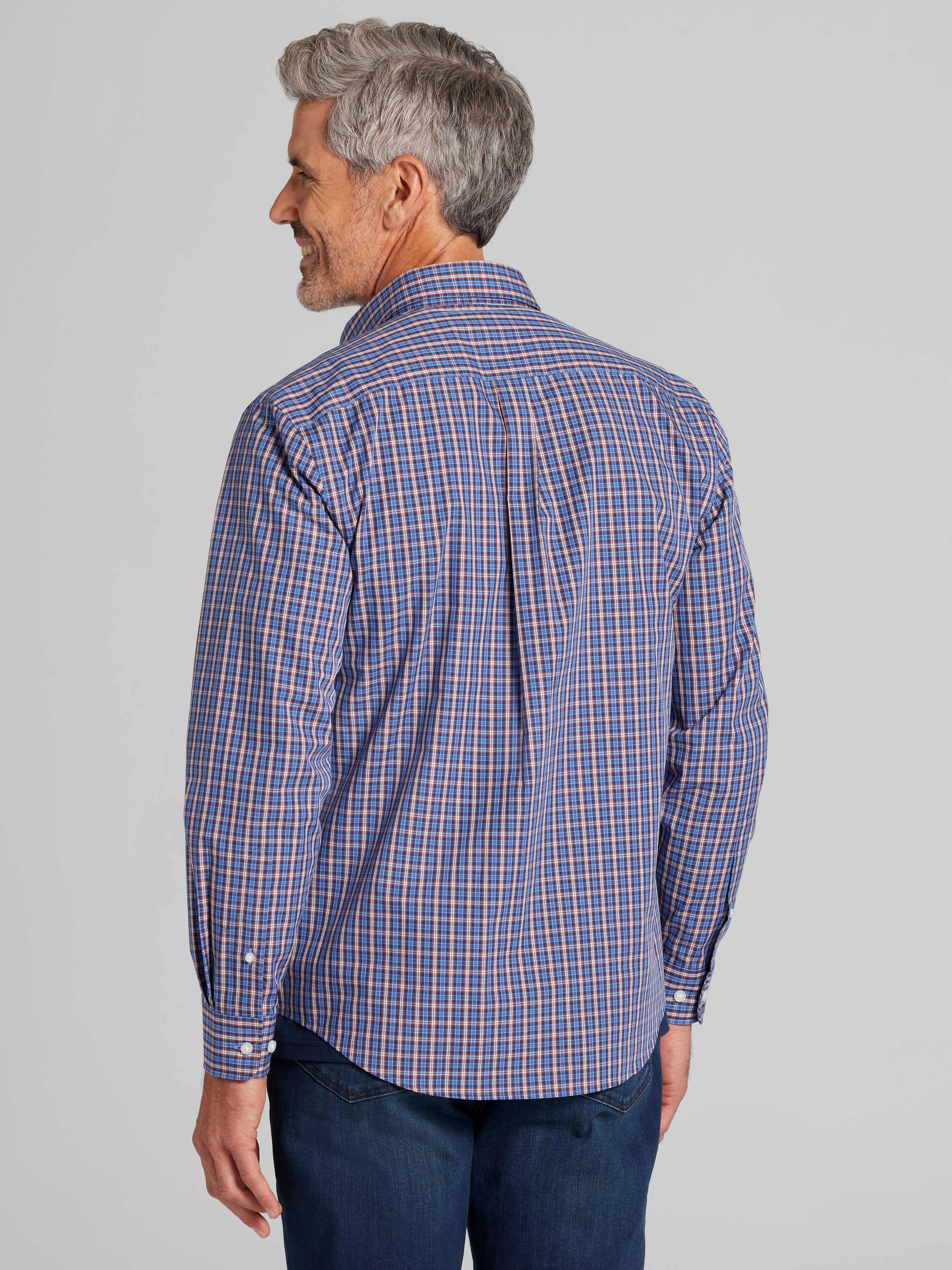 Modern Fit Plaid Button Up Shirt