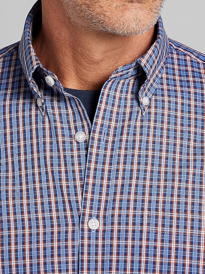 Wilke-Rodriguez Big & Tall Men's Modern Fit Plaid Button Up Shirt , Blue