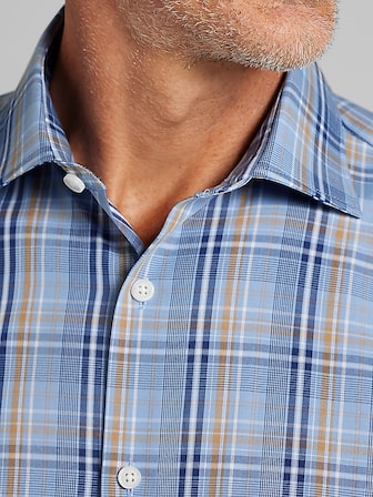 Modern Fit Plaid Button Up Shirt