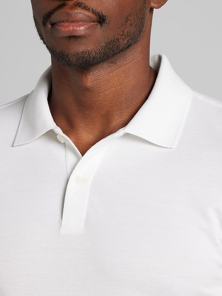 Wilke-Rodriguez Modern Fit Pique Knit Polo, Bright White - Big