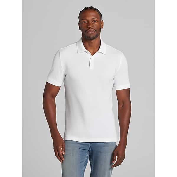 Wilke-Rodriguez Big & Tall Men's Modern Fit Pique Knit Polo Bright White - Size: 2XLT