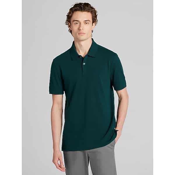 Wilke-Rodriguez Men's Modern Fit Pique Knit Polo Shirt Lite Olive - Size: Large