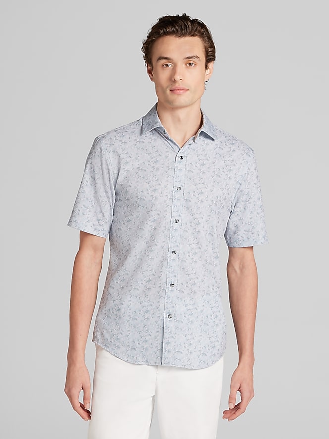 Awearness Kenneth Cole CHILLFLEX Slim Fit 4-Way Stretch Short Sleeve Button Up Shirt