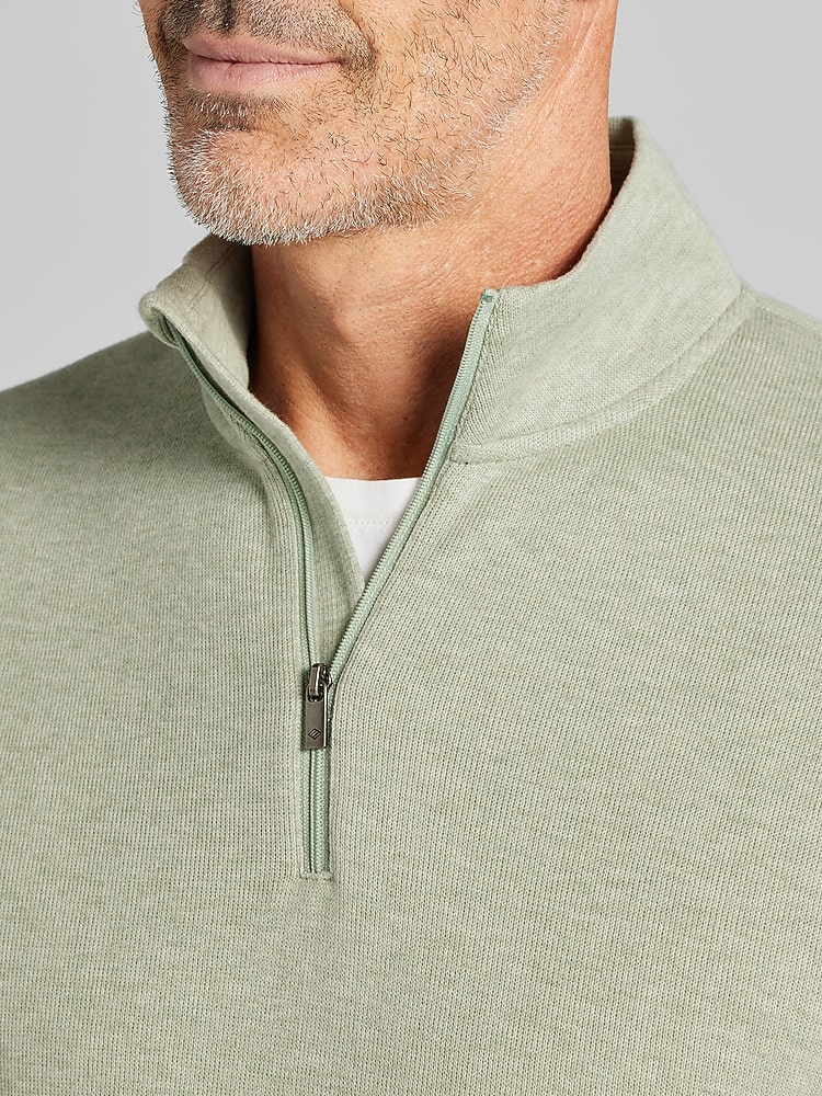 Joseph Abboud Cotton Modal Quarter Zip Pullover, Basil Heather