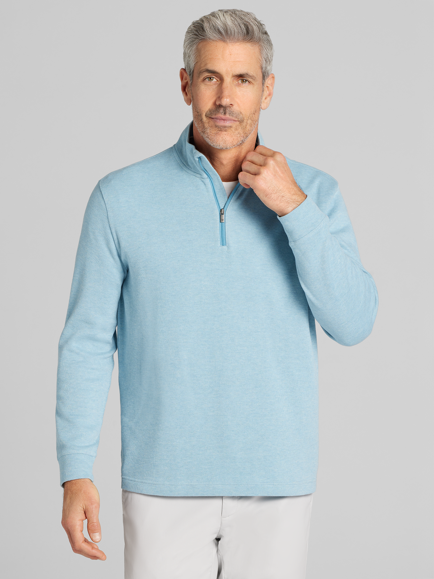 Joseph Abboud Cotton Modal Quarter Zip Pullover, Crystal Blue