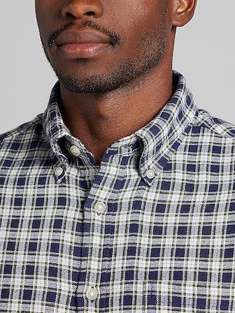 Modern Fit Plaid Button Up Shirt