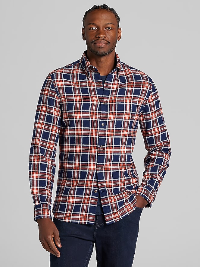 Wilke-Rodriguez Modern Fit Woven Flannel Button Up Shirt