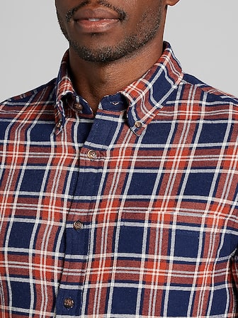 Modern Fit Plaid Button Up Shirt