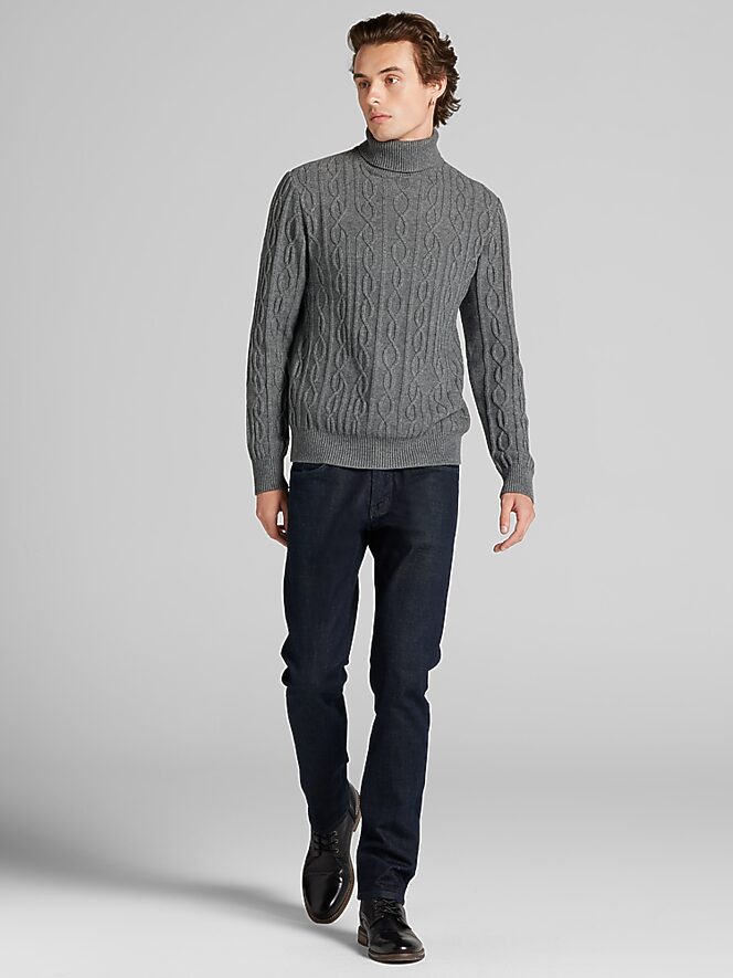 Paisley &Amp; Gray Slim Fit Chunky Turtleneck Sweater