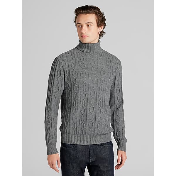 Paisley & Gray Big & Tall Men's Slim Fit Chunky Turtleneck Sweater Med Grey - Size: XXL TMW6T1K50004