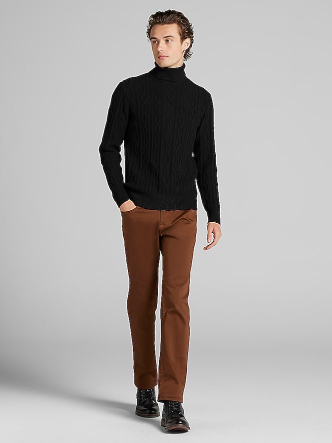 Paisley &Amp; Gray Slim Fit Chunky Turtleneck Sweater