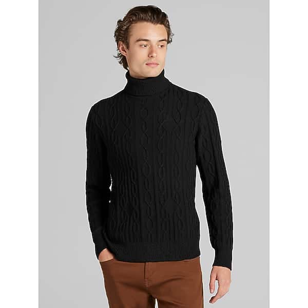 Paisley & Gray Men's Slim Fit Chunky Turtleneck Sweater Black - Size: Large TMW6T1M30002
