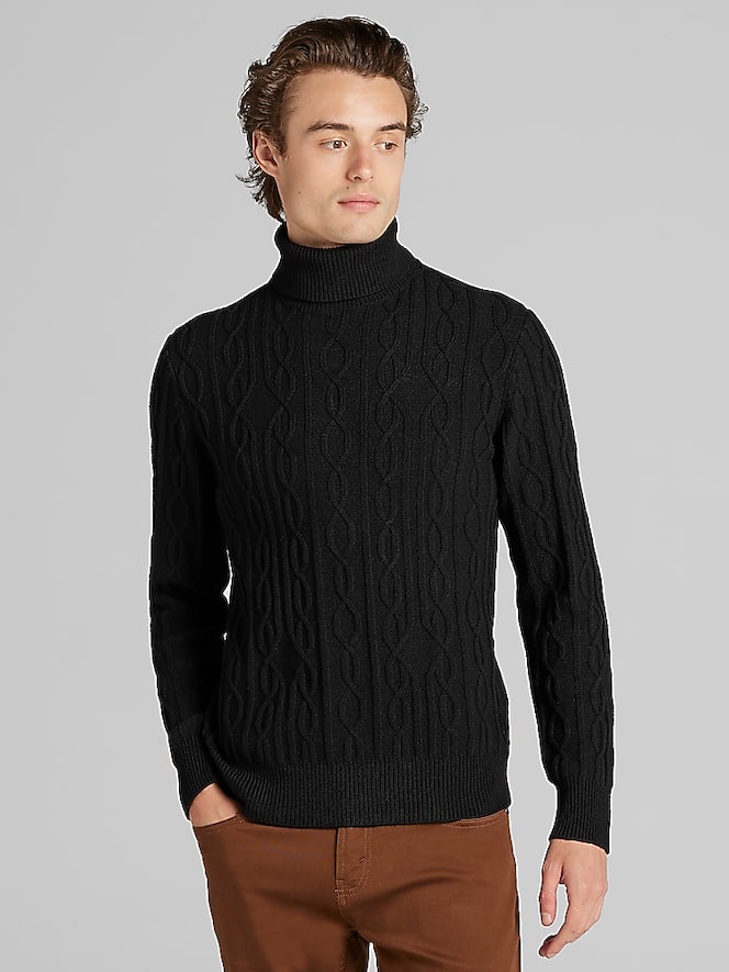 Paisley &Amp; Gray Slim Fit Chunky Turtleneck Sweater