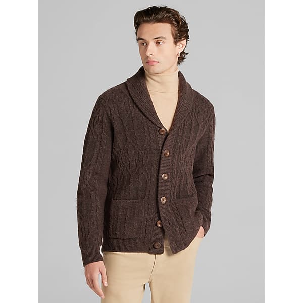 Paisley & Gray Men's Slim Fit Shawl Collar Cardigan Brown - Size: XL TMW6T1P40003