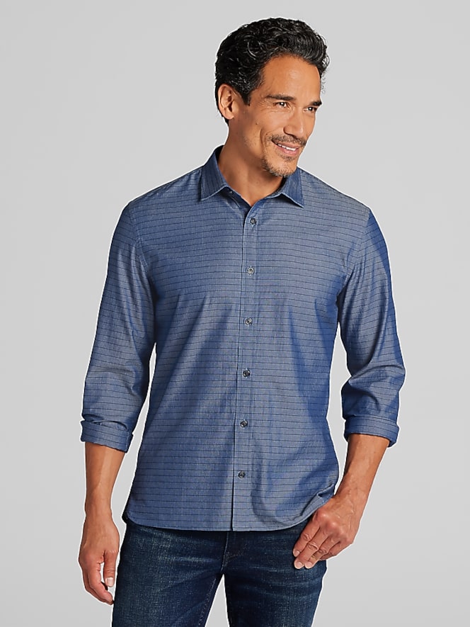 Joseph Abboud Modern Fit Horizontal Stripe Button Up Shirt