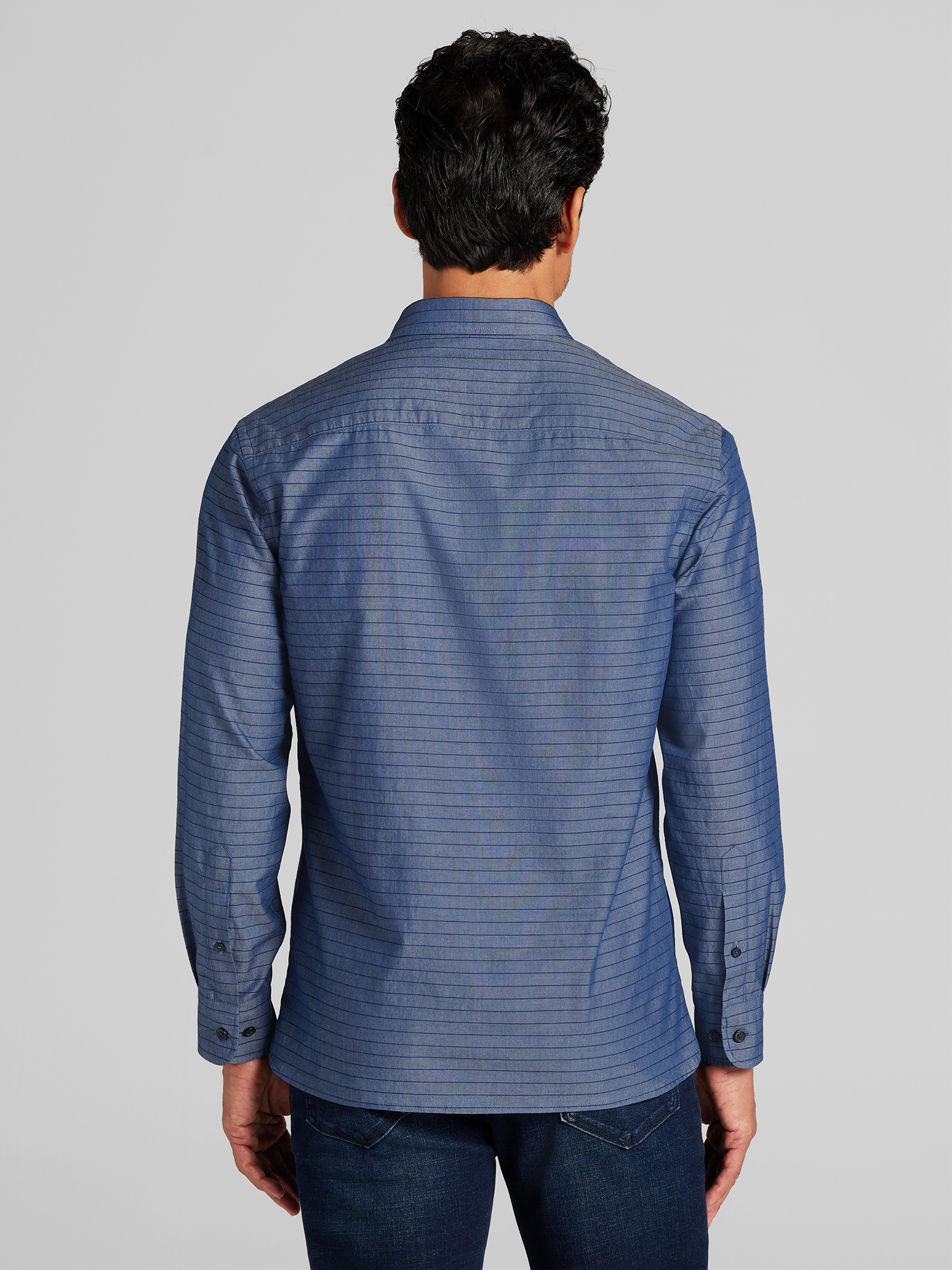 Modern Fit Horizontal Stripe Button Up Shirt