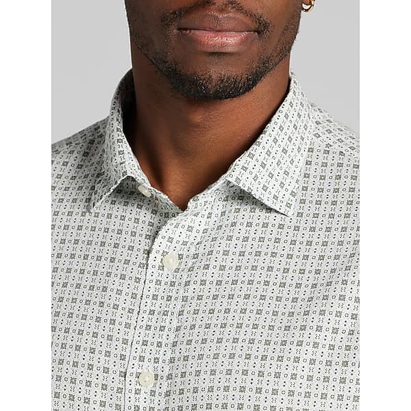 Joseph Abboud Big & Tall Men's Modern Fit Linen Blend Button Up Shirt Green/Tan - Size: 2X