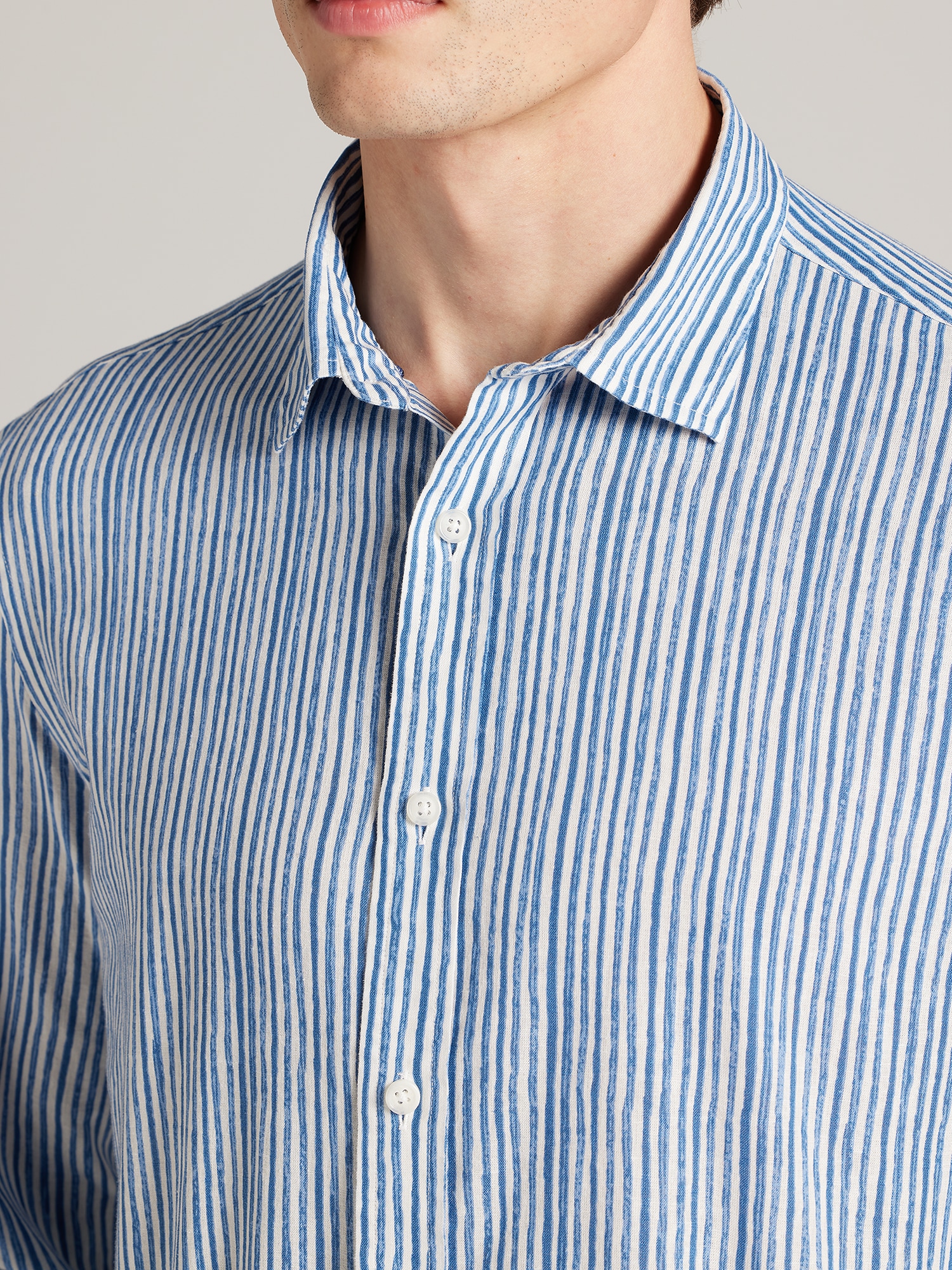 Modern Fit Stripe Button Up Shirt