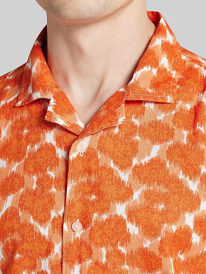 Joseph Abboud Modern Fit Linen Blend Short Sleeve Camp Shirt
