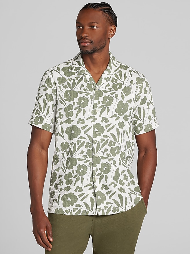 Joseph Abboud Men's Modern Fit Short Sleeve Camp Shirt