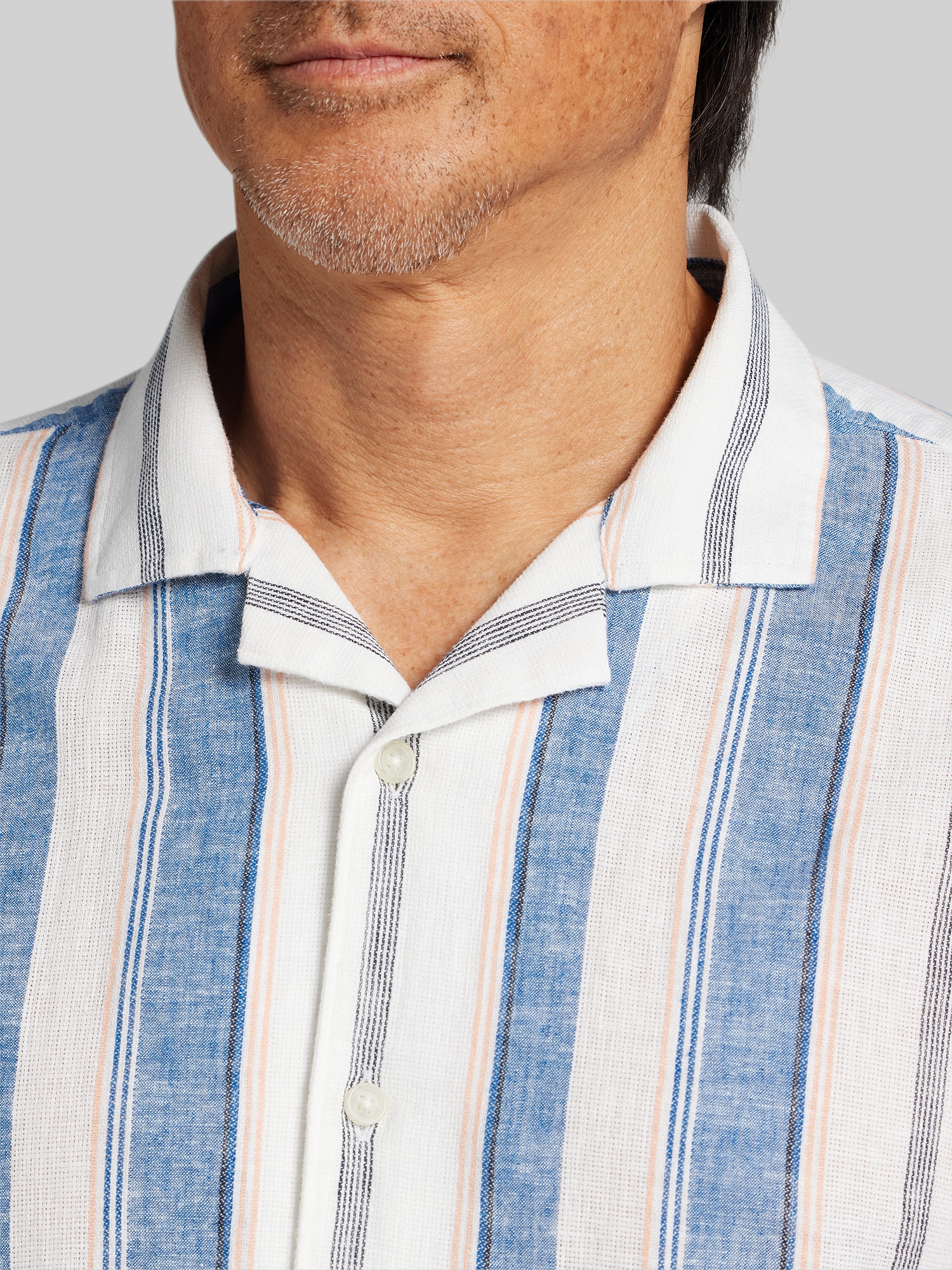 Modern Fit Stripe Camp Shirt