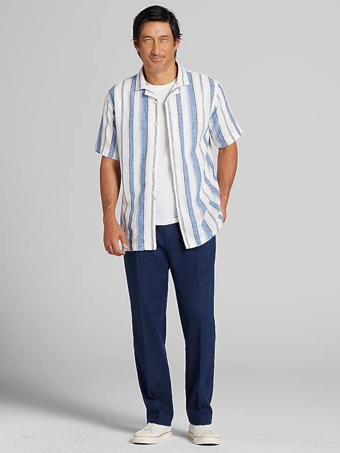 Joseph Abboud Modern Fit Stripe Camp Shirt