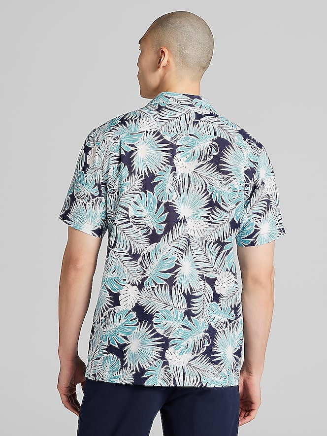 Joseph Abboud Modern Fit Linen Blend Short Sleeve Camp Shirt