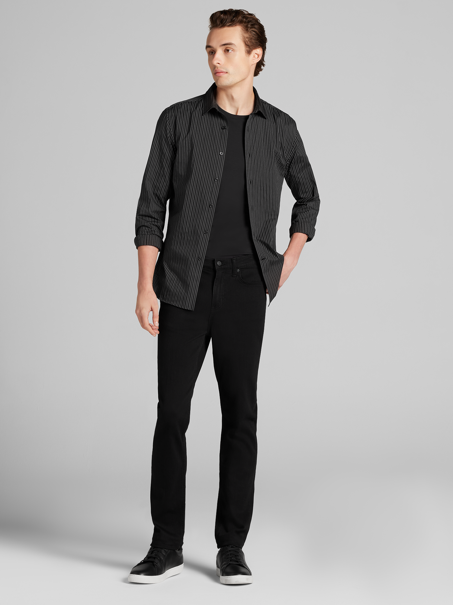 CHILLFLEX Slim Fit Pin Stripe Button-Up Shirt