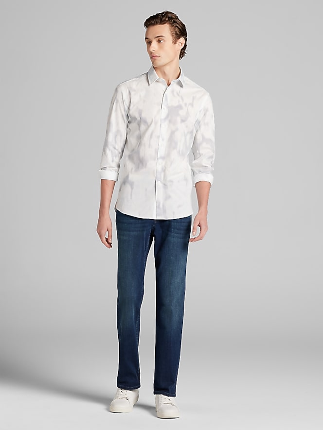 Awearness Kenneth Cole CHILLFLEX Performance Stretch Button Up Shirt, White/Blue/Grey - Image 3 of 4
