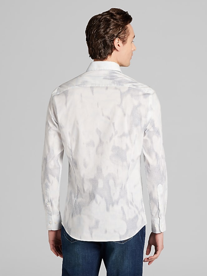 Awearness Kenneth Cole CHILLFLEX Performance Stretch Button Up Shirt, White/Blue/Grey - Image 4 of 4