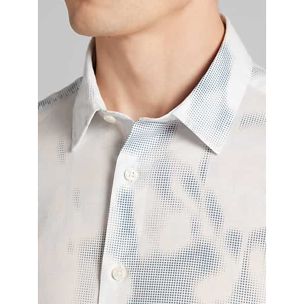 Awearness Kenneth Cole Big & Tall Men's CHILLFLEX Performance Stretch Button Up Shirt White/Blue/Grey - Size: 2XLT