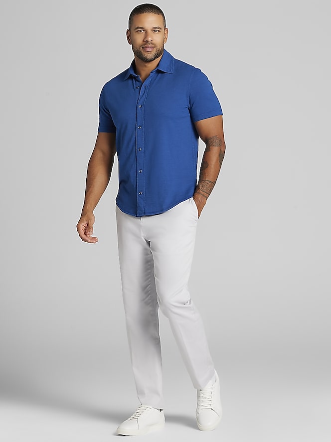 Joseph Abboud Modern Fit Cotton Short Sleeve Button Up Shirt