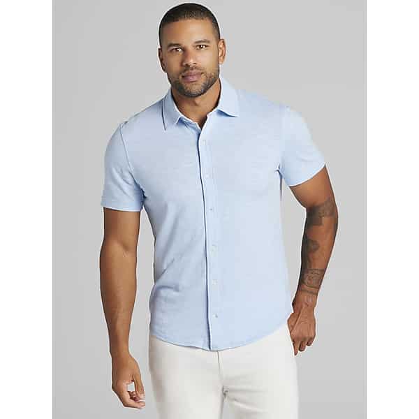 Joseph Abboud Big & Tall Men's Modern Fit Short Sleeve Knit Button Up Shirt Windsurfer - Size: 4XLT