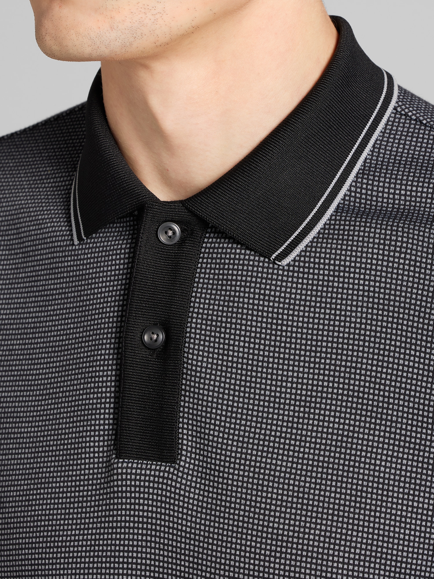 Slim Fit Grid Jacquard Polo