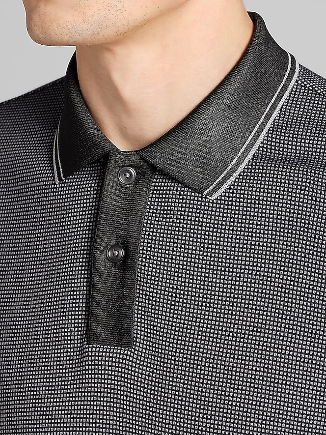 Awearness Kenneth Cole Slim Fit Grid Jacquard Polo