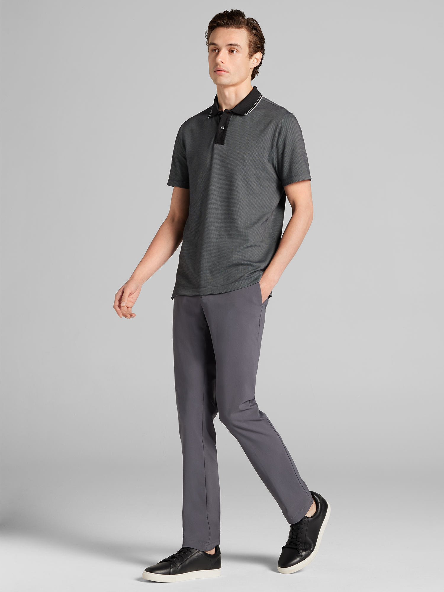 Slim Fit Grid Jacquard Polo