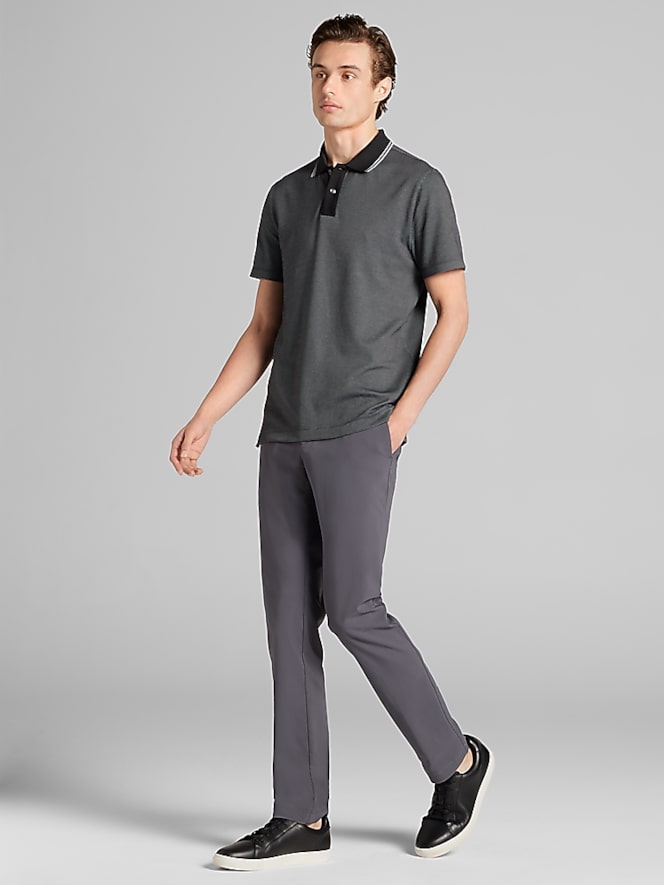 Awearness Kenneth Cole Slim Fit Grid Jacquard Polo