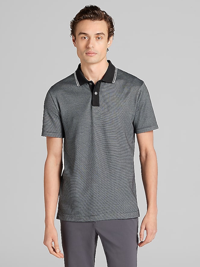 Awearness Kenneth Cole Slim Fit Grid Jacquard Polo