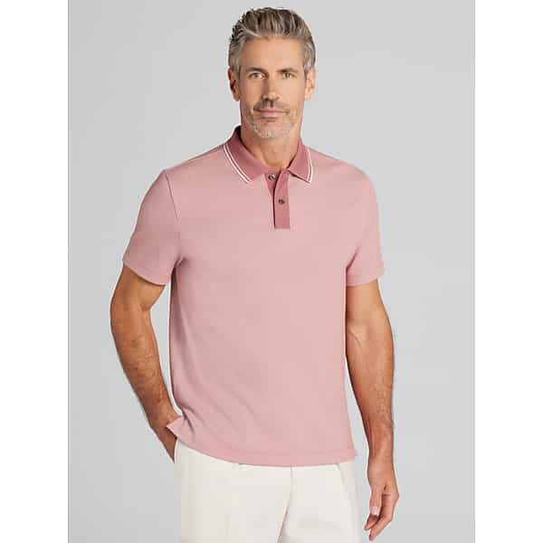 Awearness Kenneth Cole Big & Tall Men's Grid Jacquard Polo Red - Size: 2X