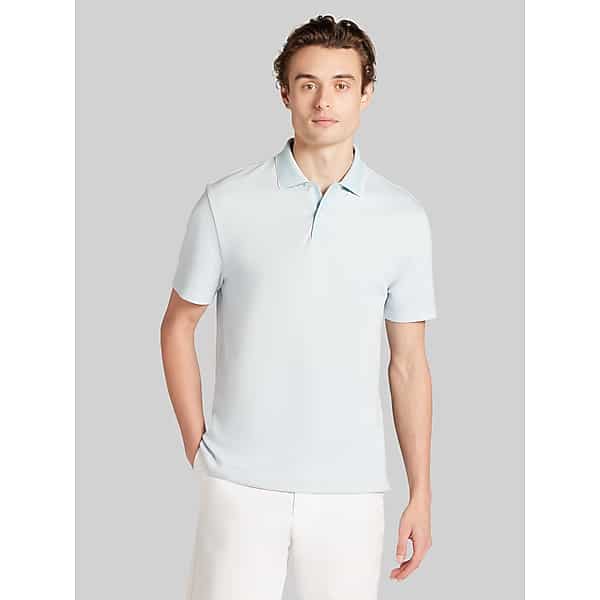 Awearness Kenneth Cole Big & Tall Men's Grid Jacquard Polo Baby Blue - Size: 2X