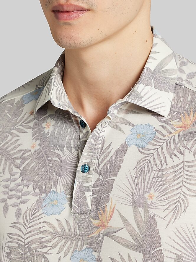 Joseph Abboud Modern Fit Tropical Print Resort Polo