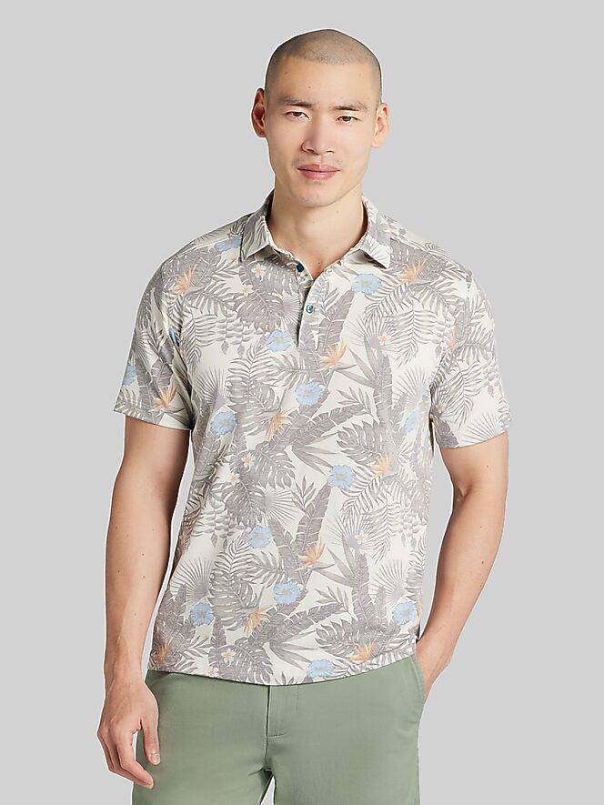 Joseph Abboud Modern Fit Tropical Print Resort Polo