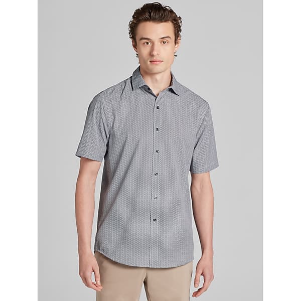 Awearness Kenneth Cole Big & Tall Men's CHILLFLEX 4-Way Stretch Short Sleeve Button Up Shirt Navy - Size: 2X