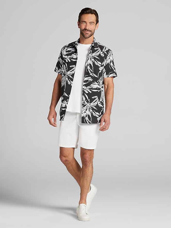 Awearness Kenneth Cole CHILLFLEX 4-Way Stretch Short Sleeve Button Up Shirt, White/Black - Image 3 of 4