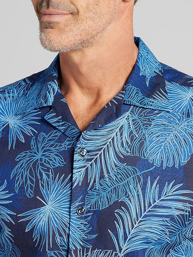 Joseph Abboud Modern Fit Palm Frond Button Up Shirt