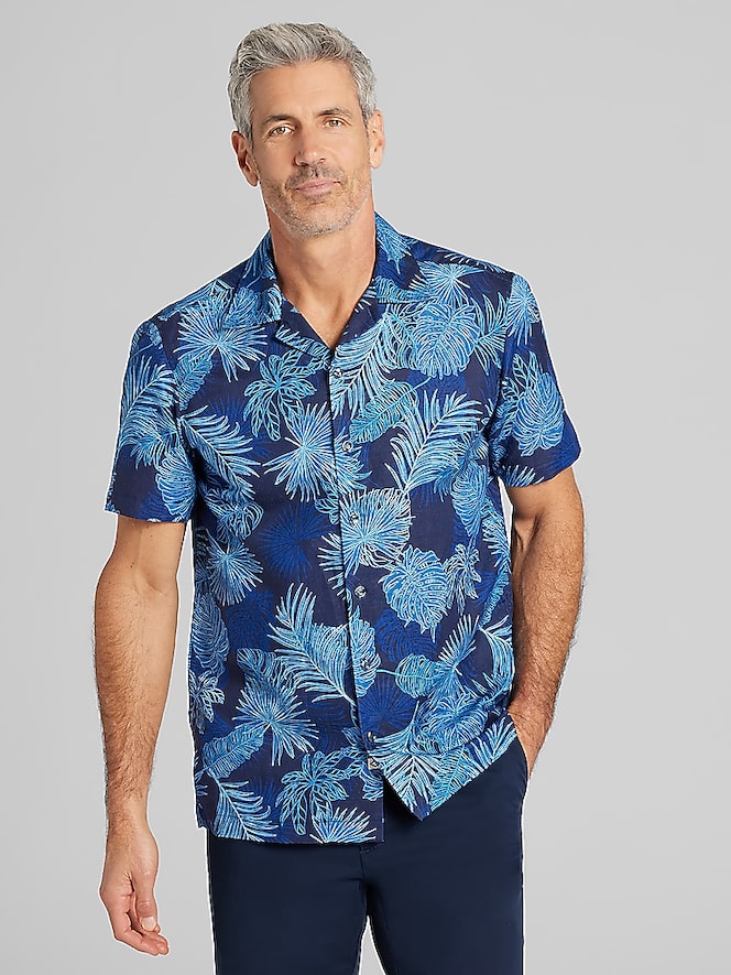 Joseph Abboud Modern Fit Palm Frond Button Up Shirt