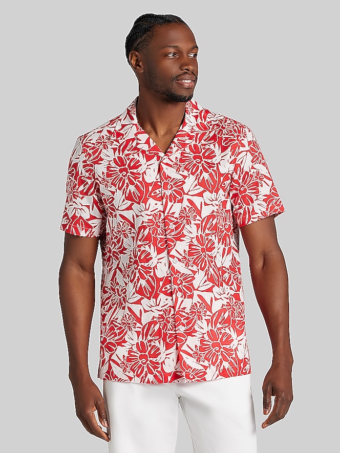 Joseph Abboud Modern Fit Tropical Floral Button Up Shirt