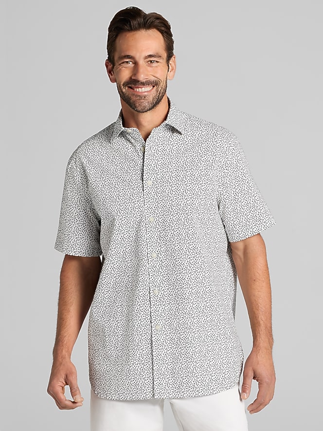 Awearness Kenneth Cole CHILLFLEX Slim Fit Patterned Camp Shirt